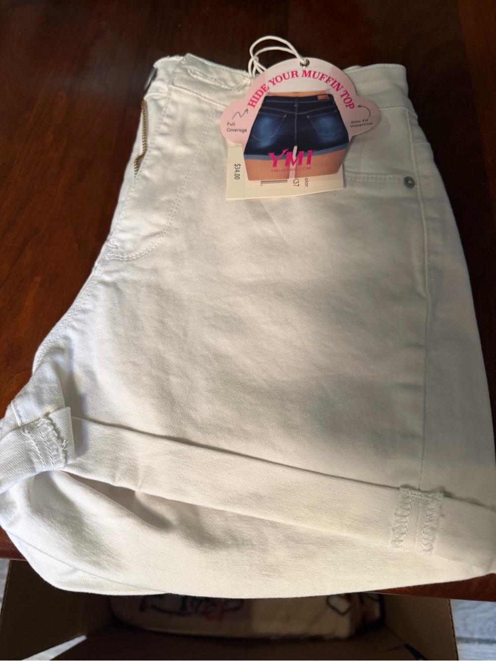 YMI White High-Rise Jean Shorts